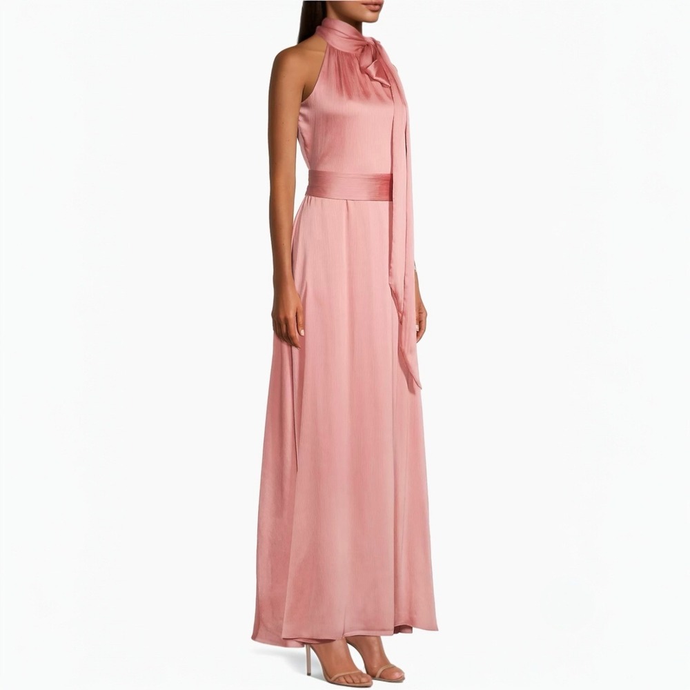 Sachin & Babi Kayla Gown Size 10 Halter Neck Tie Formal Flowy Gown‎ Rouge Pink - Picture 3 of 13